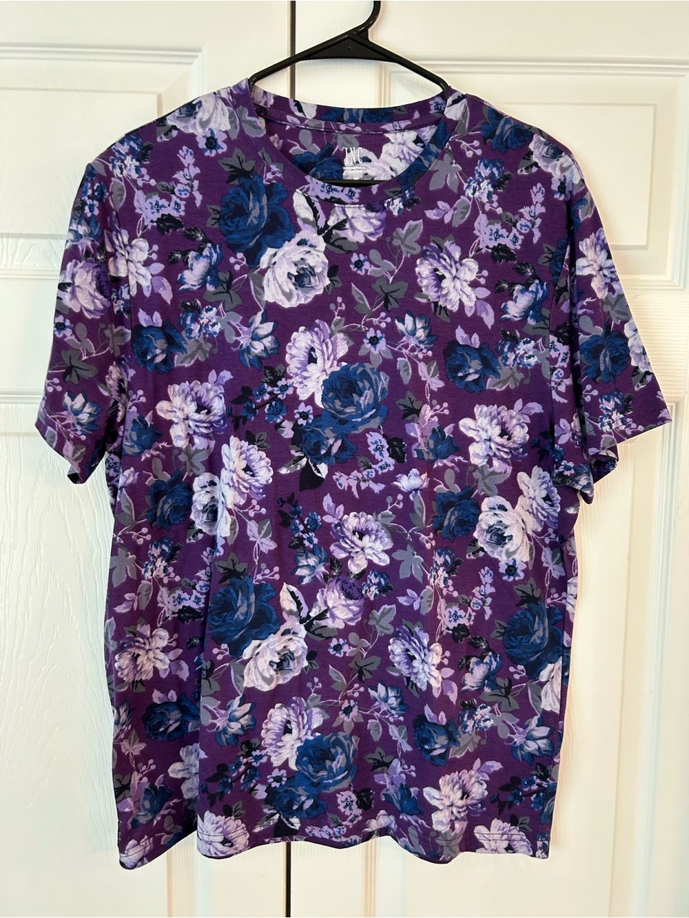 INC International Concepts Women’s Purple Flower Print Tunic Blouse Shirt Size M